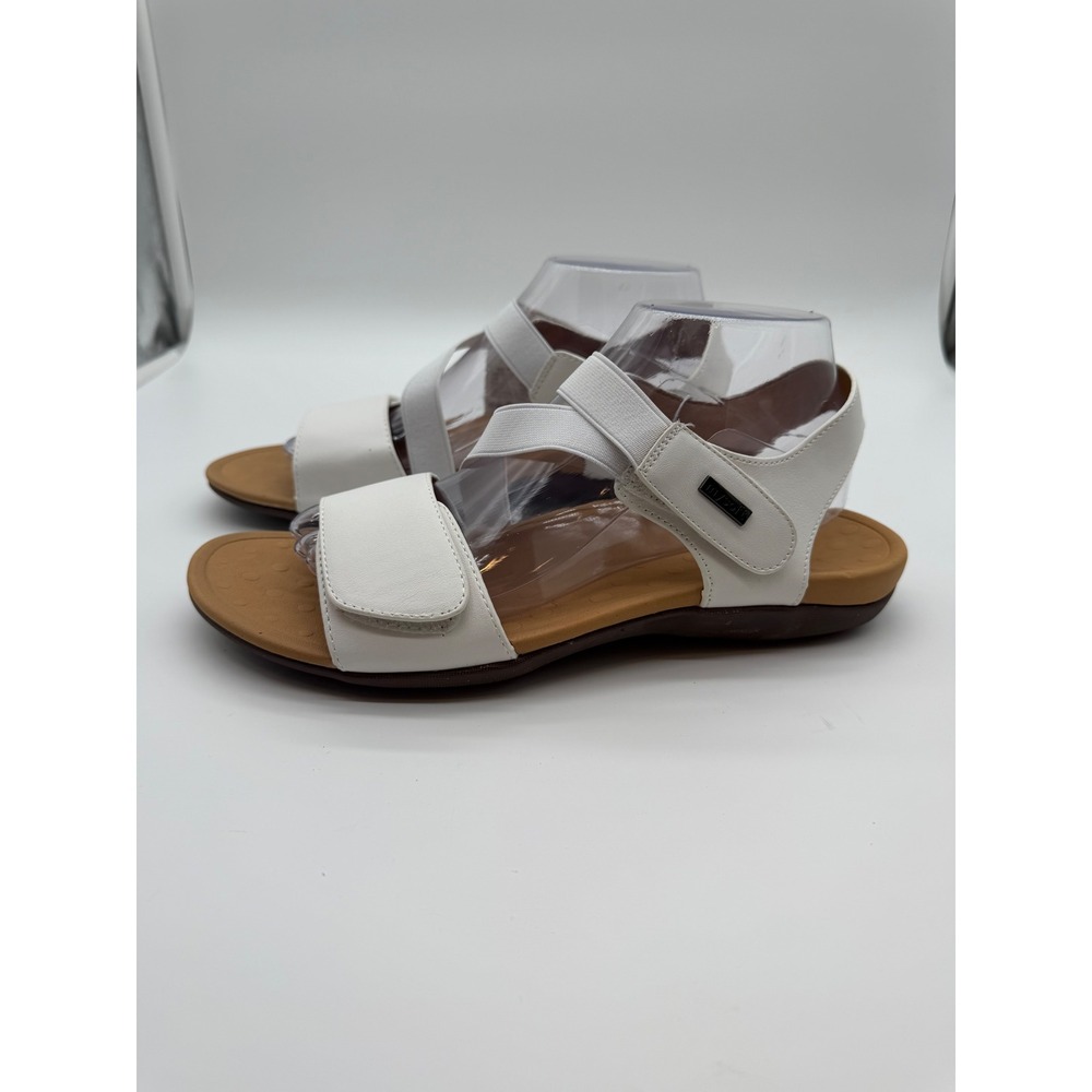Mysoft Womens White Strappy Comfort Sandals‎ Elastic Flat Walking Shoes Size 10
